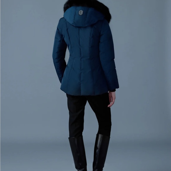 Mackage ADALI Down coat with blue fox fur Signature Mackage Collar in Navy-Gold - Picture 4 of 6